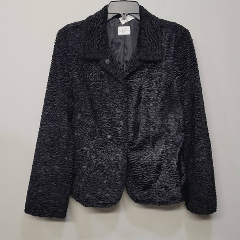 Emma James Black Crushed Velvet Jacket 14 Old Hollywood Evening Glam Formal Prom